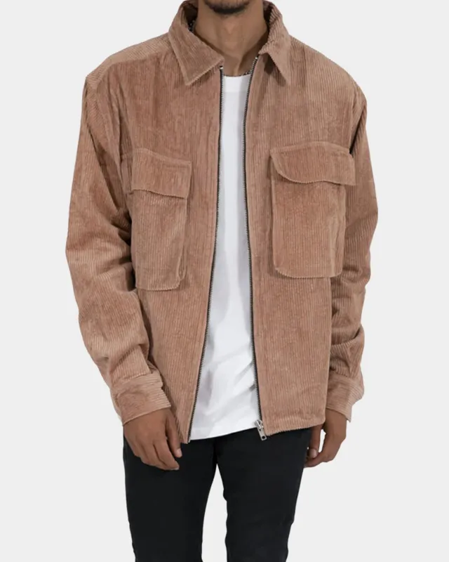 MNML Corduroy Zip Up Shirt Brown sold by Culture Kings