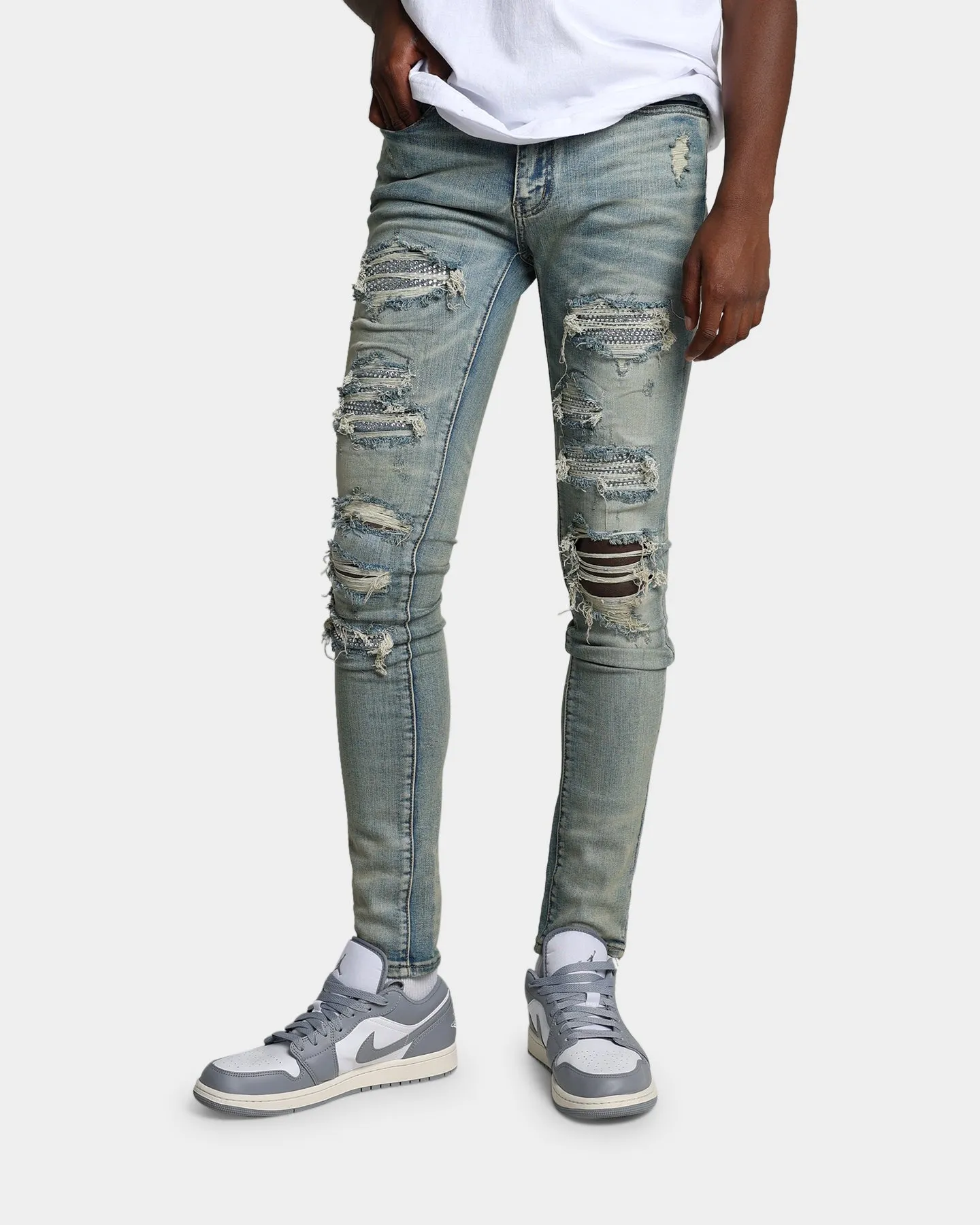 MNML X201 Rhinestone Skinny Denim Pants Blue sold by Culture Kings
