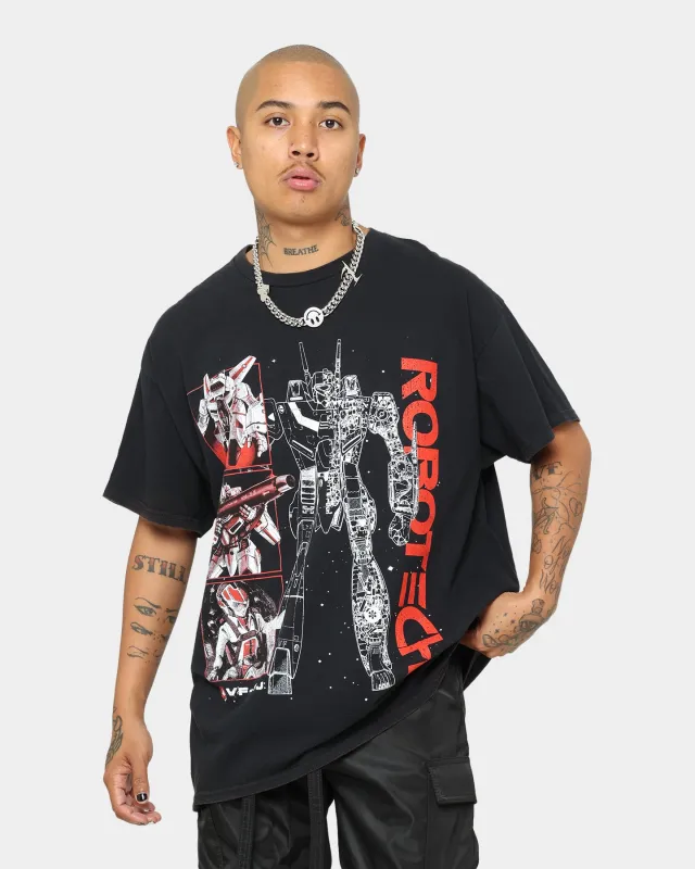 American Thrift X Robotech VFIJ Vintage T-Shirt Washed Black sold by Culture Kings