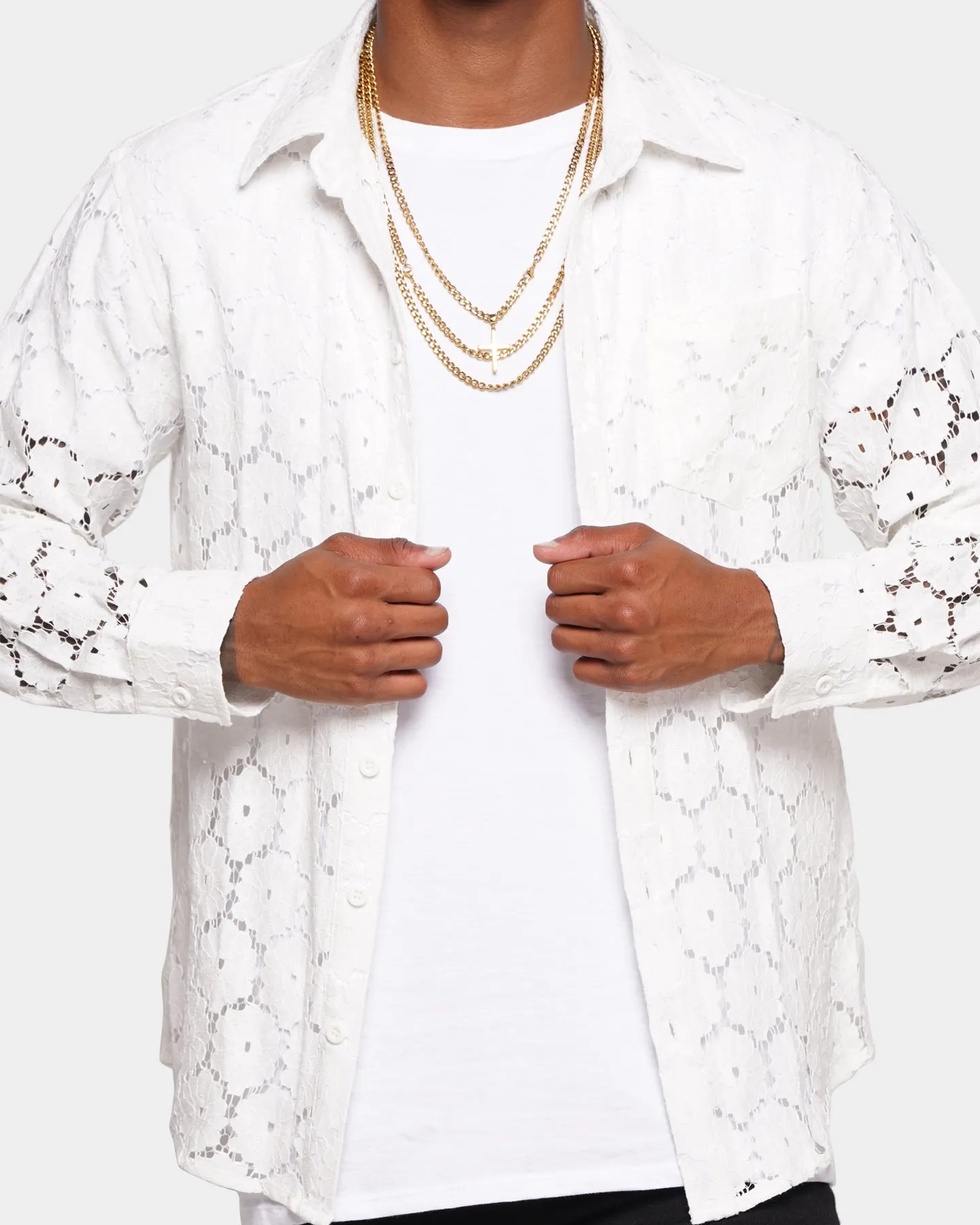 XXIII Cedric Lace Button Up Shirt White sold by Culture Kings product image thumbnail 3
