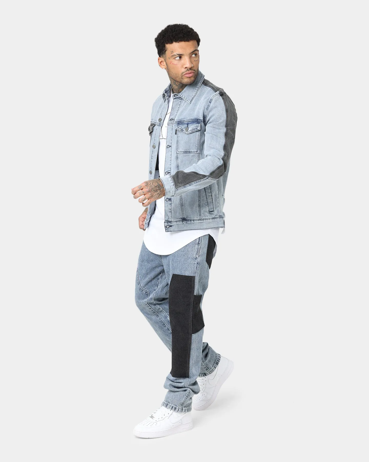 Saint Morta Patchwork Denim Jacket Light Blue/Black sold by Culture Kings product image thumbnail 2