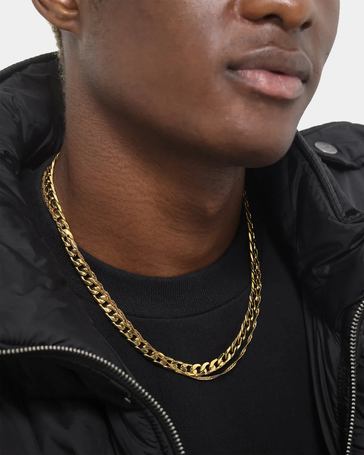 NXS Diamond Cut Double Chains Gold sold by Culture Kings