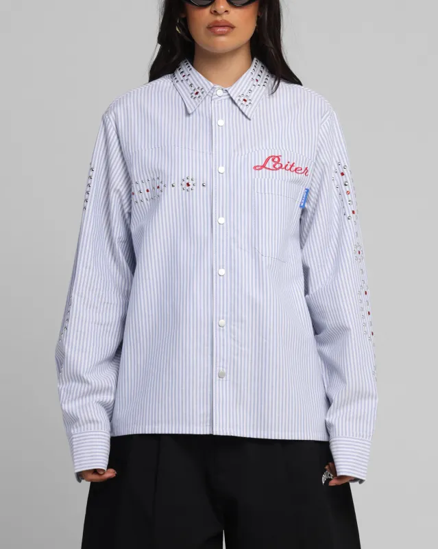 Loiter Western Long Sleeve Button Up Shirt Blue/White sold by Culture Kings