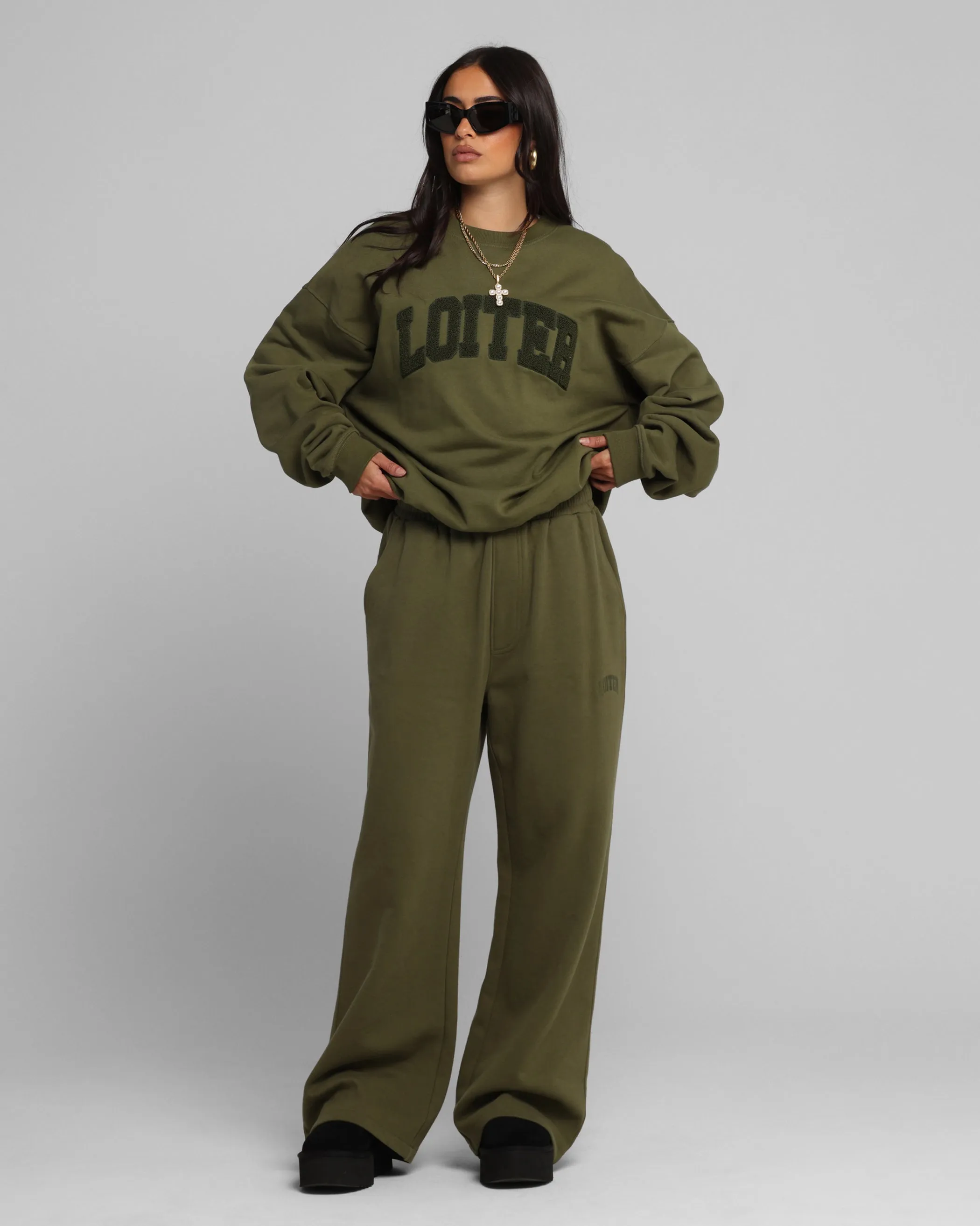 Loiter Arch Premium Sweat Pants Khaki sold by Culture Kings product image thumbnail 2