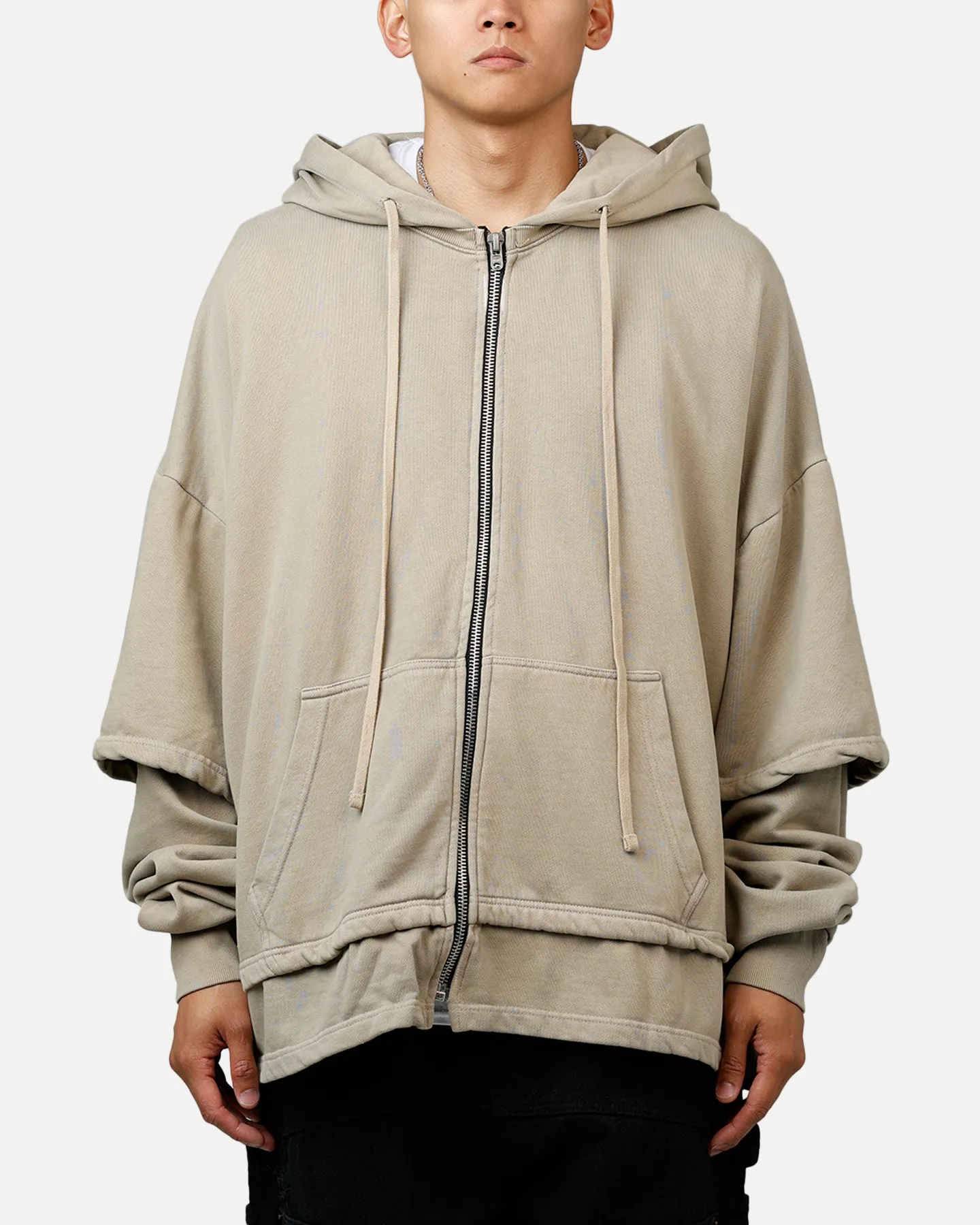 MNML Double Layer Zipper Sweater Washed Earth sold by Culture Kings