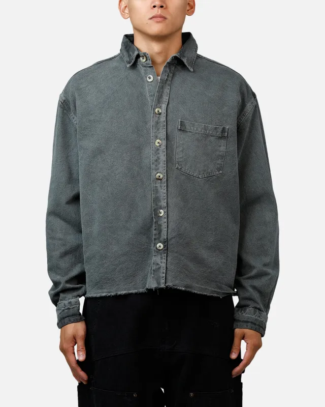 MNML Washed Denim Long Sleeve Button Up Shirt Washed Black sold by Culture Kings