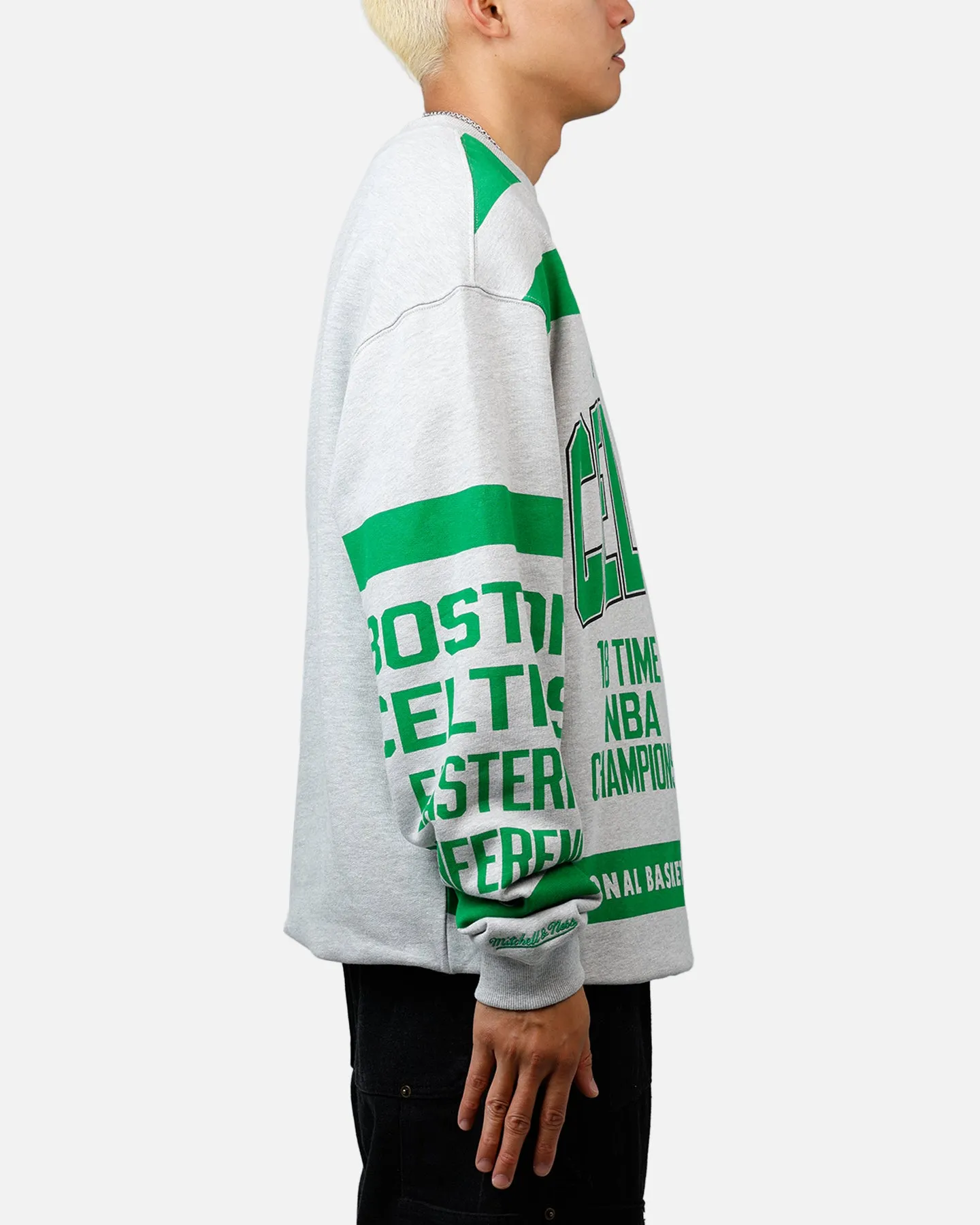 Mitchell & Ness Boston Celtics Letterform Crewneck Grey Marle/Official Team Color sold by Culture Kings product image thumbnail 4