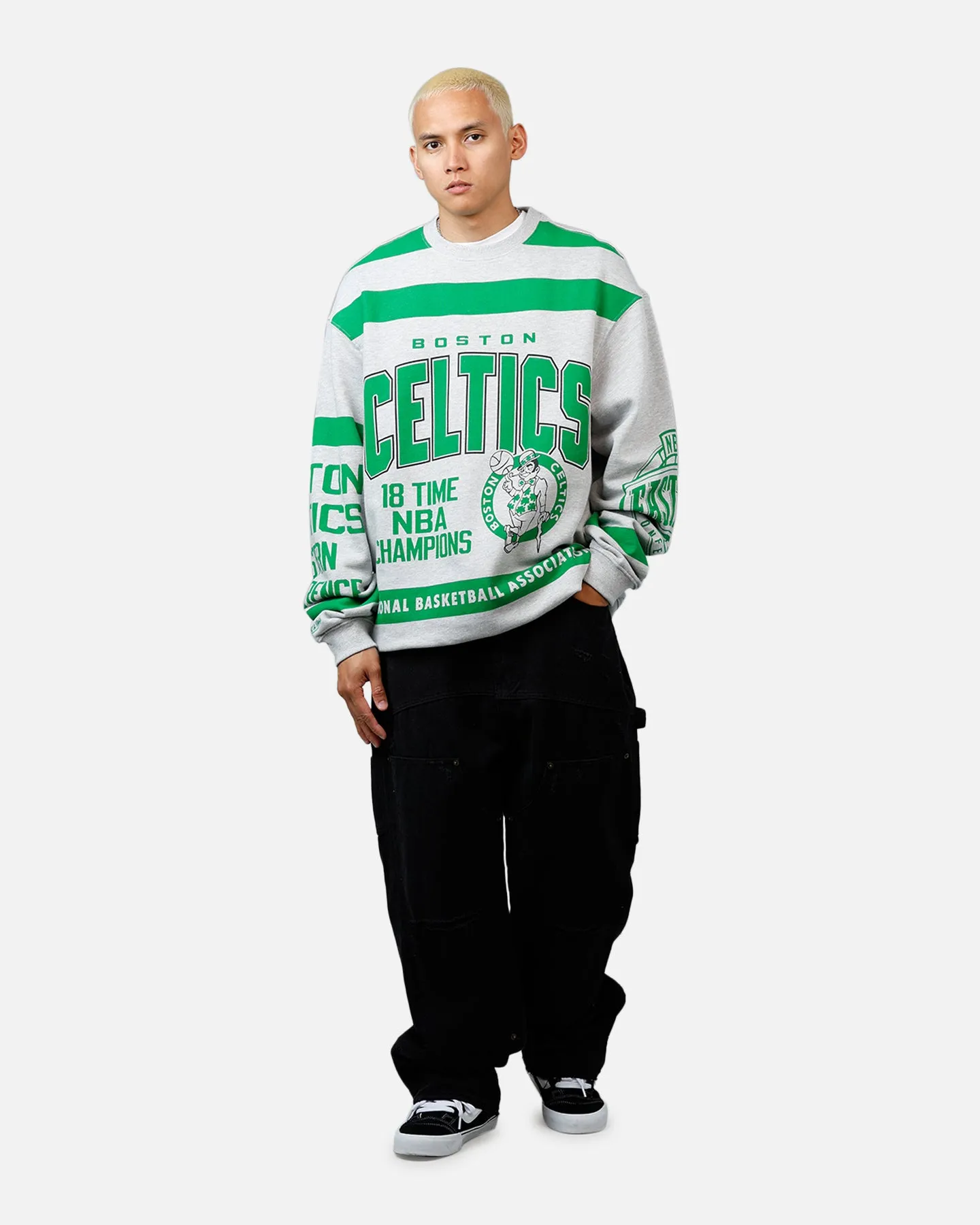 Mitchell & Ness Boston Celtics Letterform Crewneck Grey Marle/Official Team Color sold by Culture Kings product image thumbnail 3