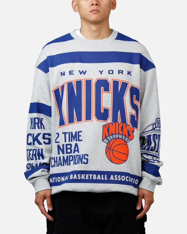 Mitchell & Ness New York Knicks Letterform Crewneck Grey Marle/Official Team Color sold by Culture Kings
