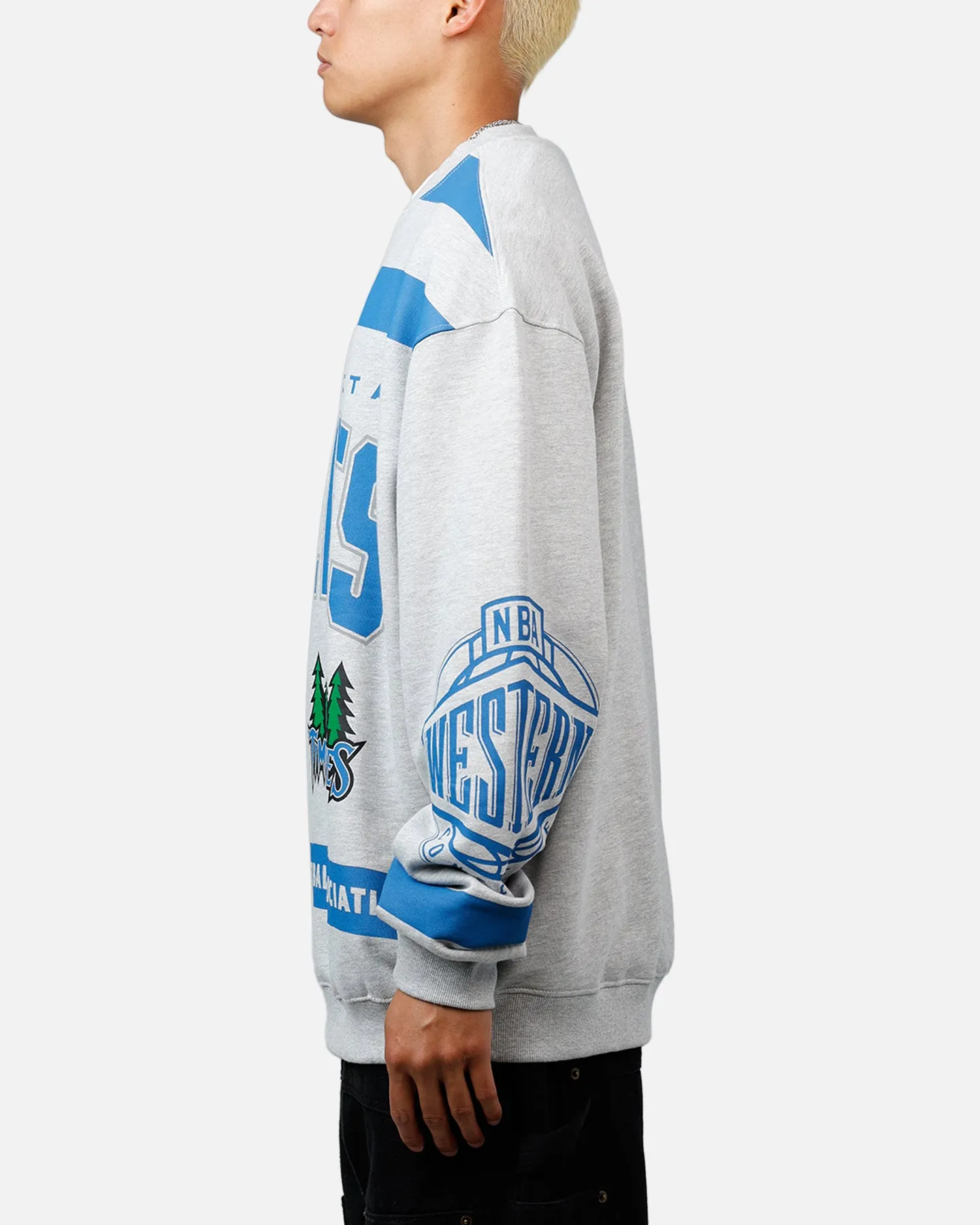 Mitchell & Ness Minnesota Timberwolves Letterform Crewneck Grey Marle/Official Team Color sold by Culture Kings product image thumbnail 5