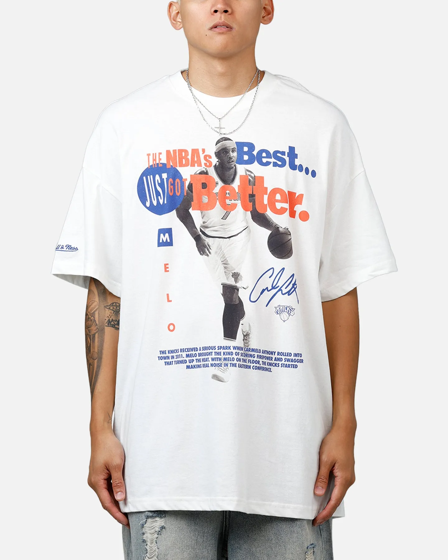 Mitchell & Ness New York Knicks Carmelo Anthony Got Better T-Shirt Vintage White sold by Culture Kings