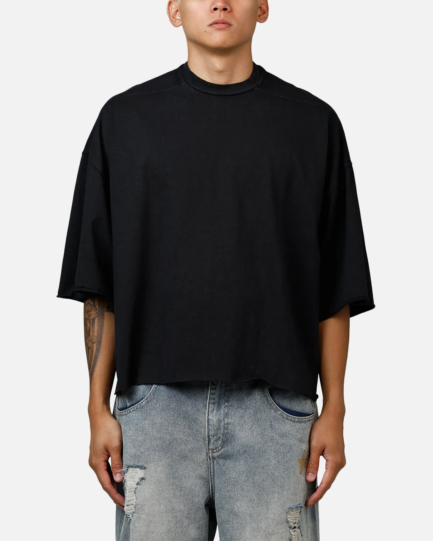 MNML Oversized Raw Hem T-Shirt Washed Black sold by Culture Kings