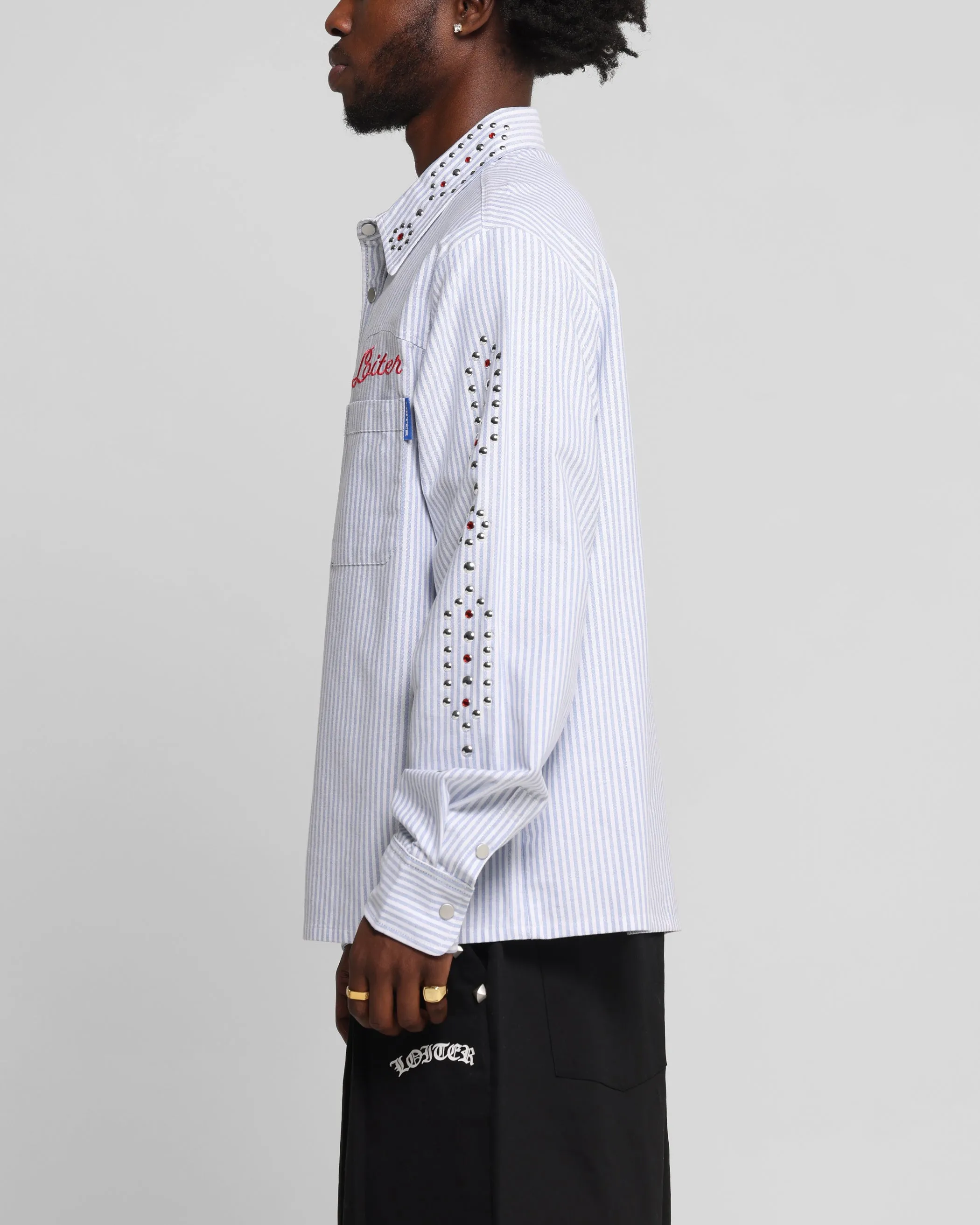 Loiter Western Long Sleeve Button Up Shirt Blue/White sold by Culture Kings product image thumbnail 5