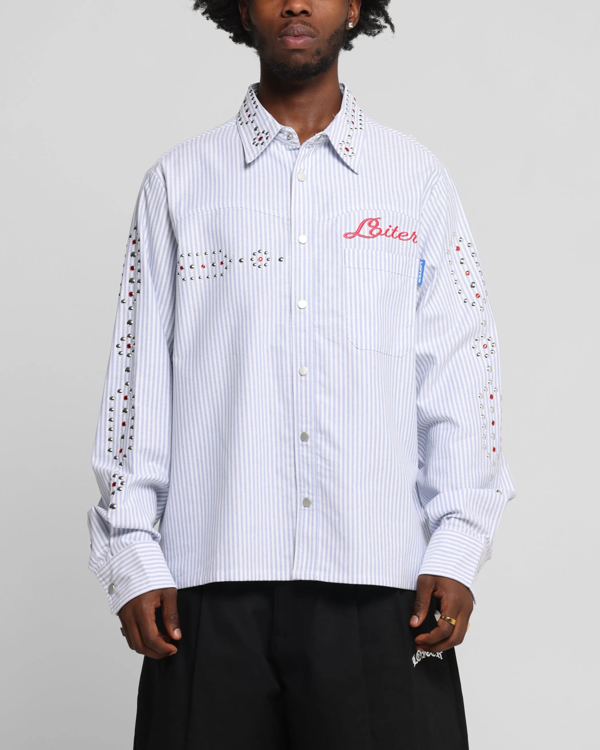 Loiter Western Long Sleeve Button Up Shirt Blue/White sold by Culture Kings