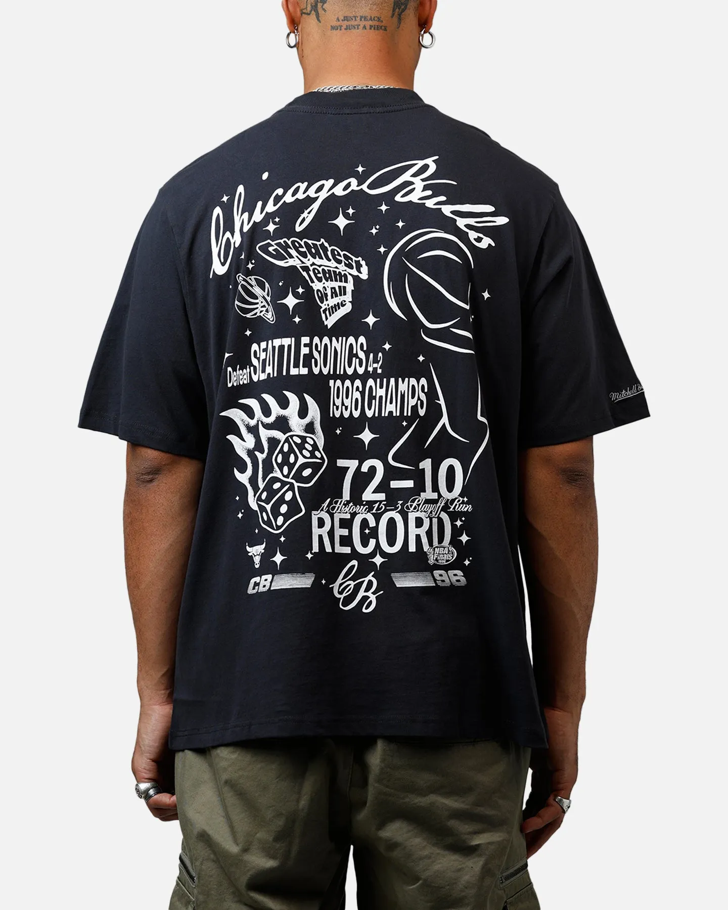 Mitchell & Ness Chicago Bulls Roll The Dice T-Shirt Overdyed Black sold by Culture Kings