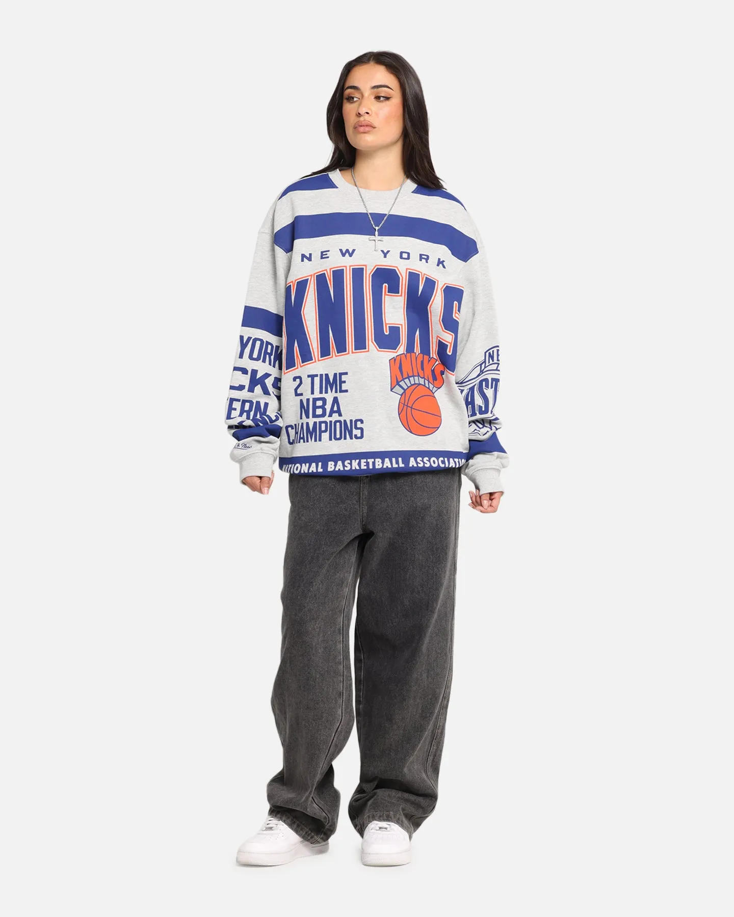 Mitchell & Ness New York Knicks Letterform Crewneck Grey Marle/Official Team Color sold by Culture Kings product image thumbnail 2