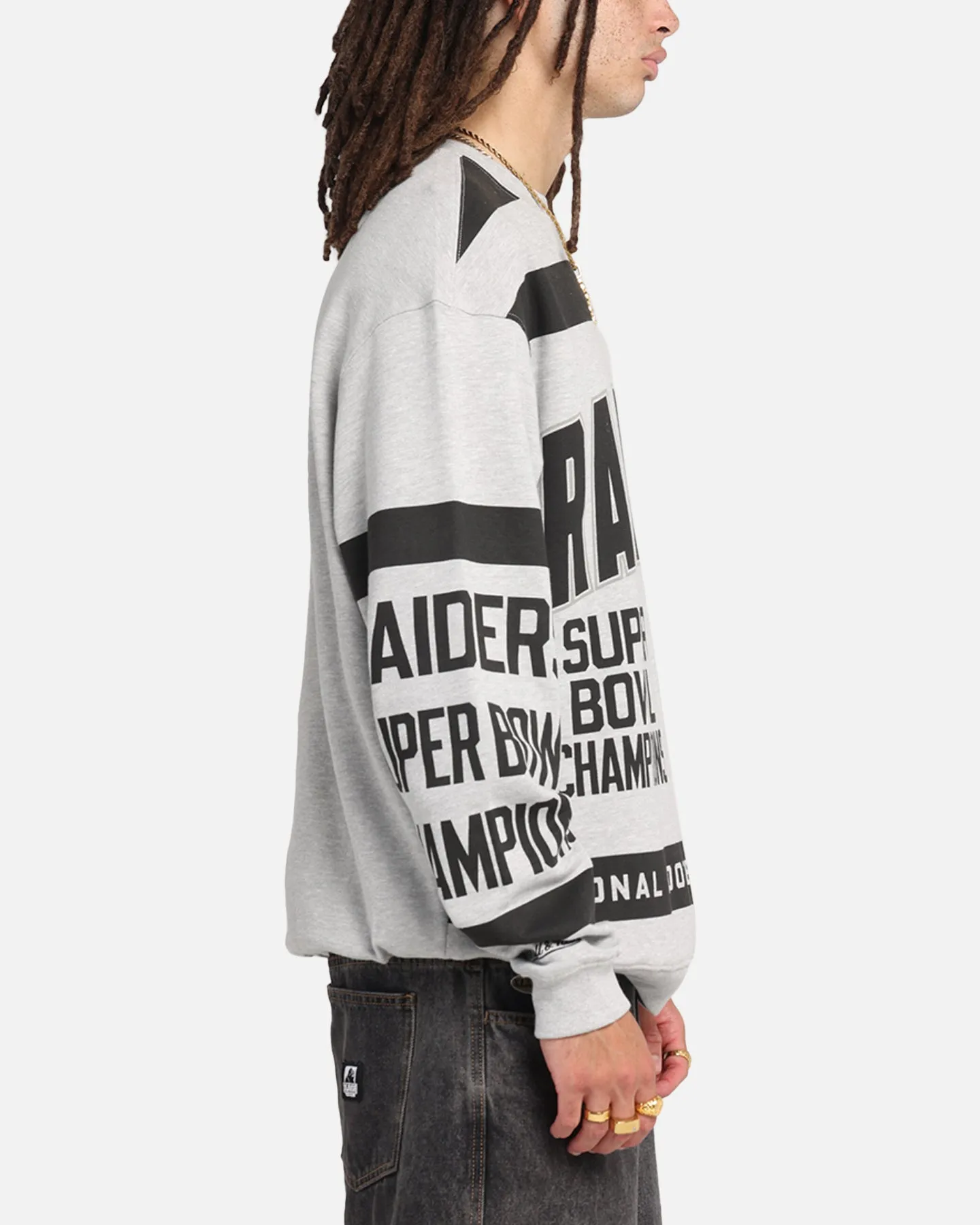 Mitchell & Ness Las Vegas Raiders Letterform Crewneck Grey Marle/Official Team Color sold by Culture Kings product image thumbnail 4