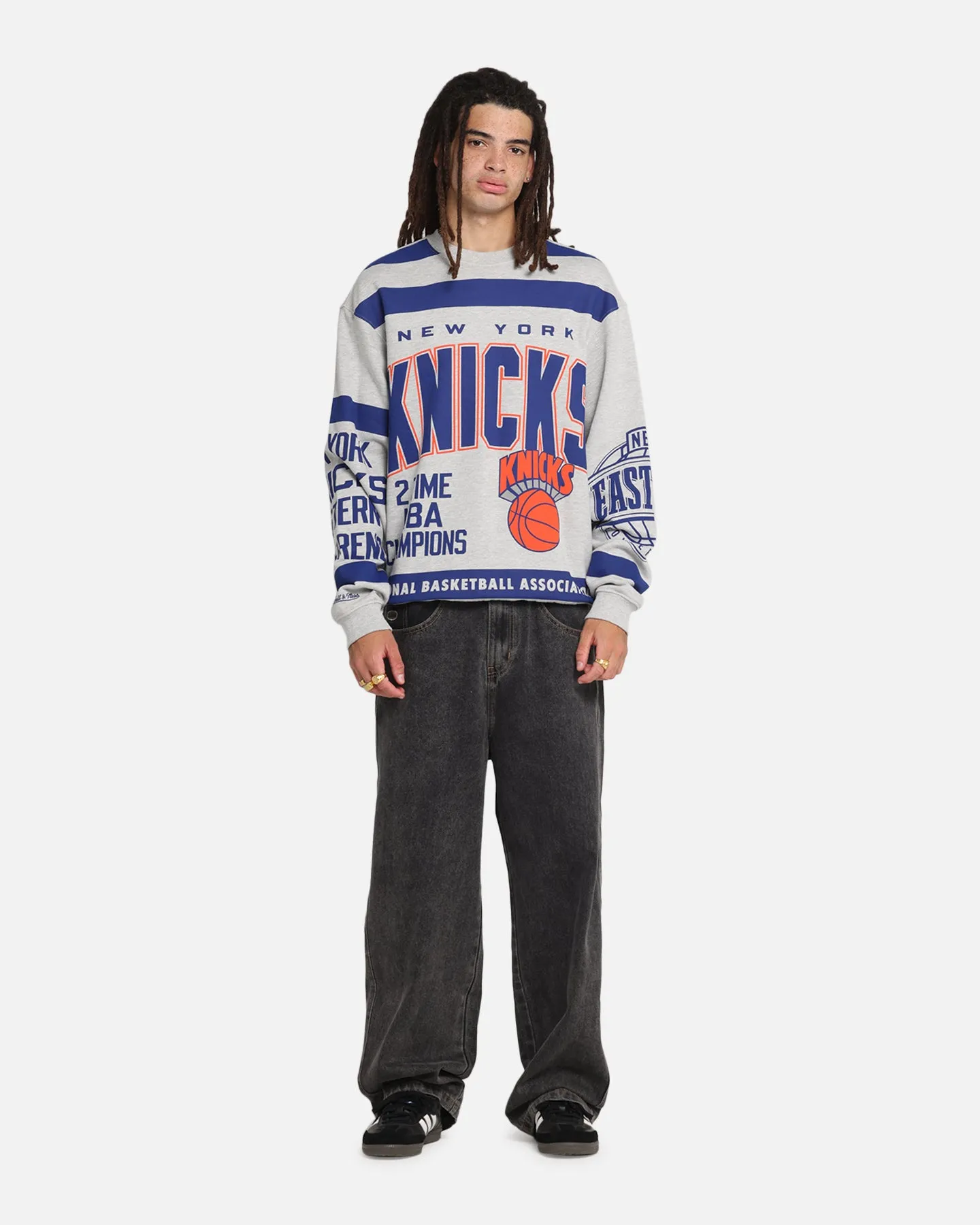 Mitchell & Ness New York Knicks Letterform Crewneck Grey Marle/Official Team Color sold by Culture Kings product image thumbnail 2