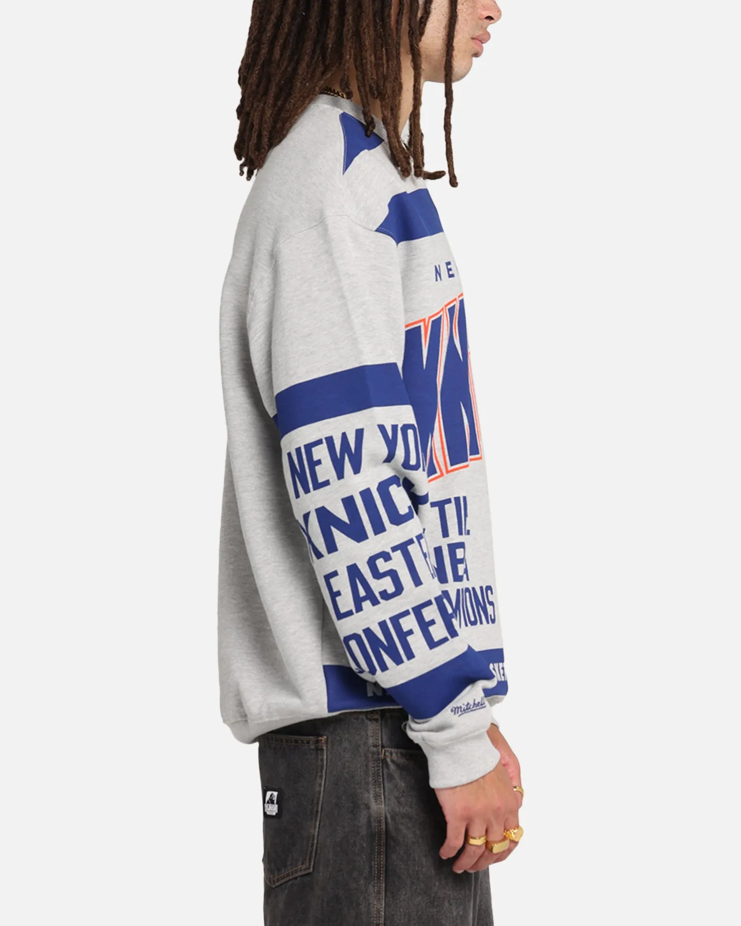Mitchell & Ness New York Knicks Letterform Crewneck Grey Marle/Official Team Color sold by Culture Kings product image thumbnail 4