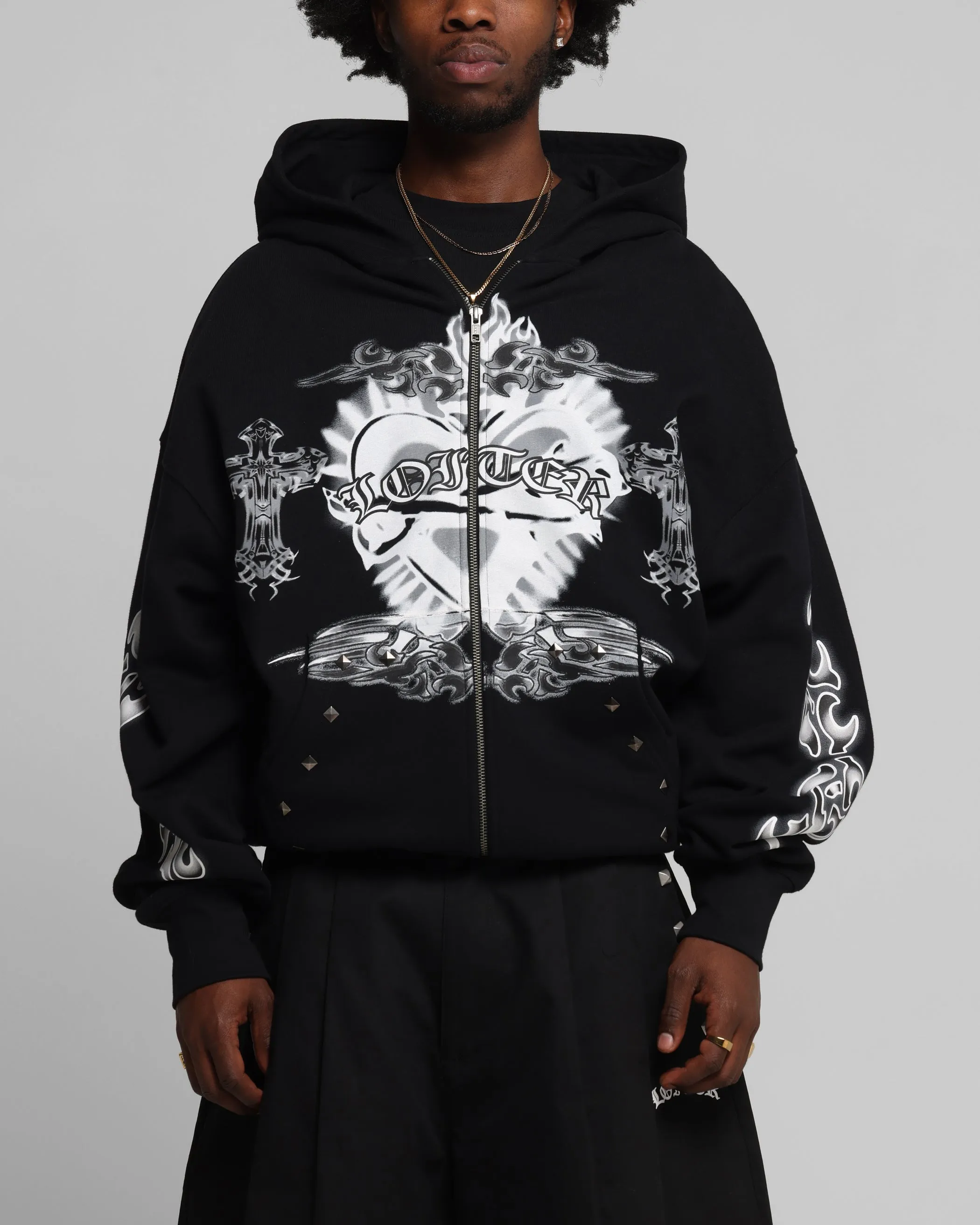 Loiter Hearts Zip Hoodie Black sold by Culture Kings