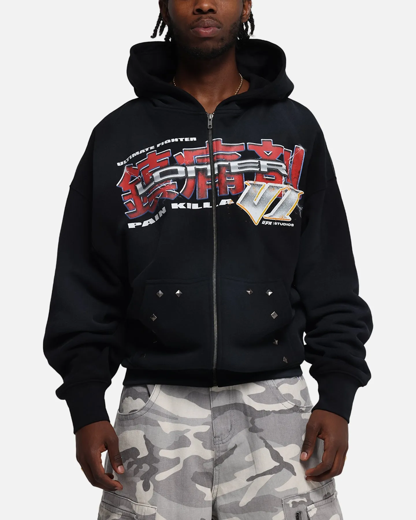 Loiter Fighter Zip Up Hoodie Washed Black sold by Culture Kings