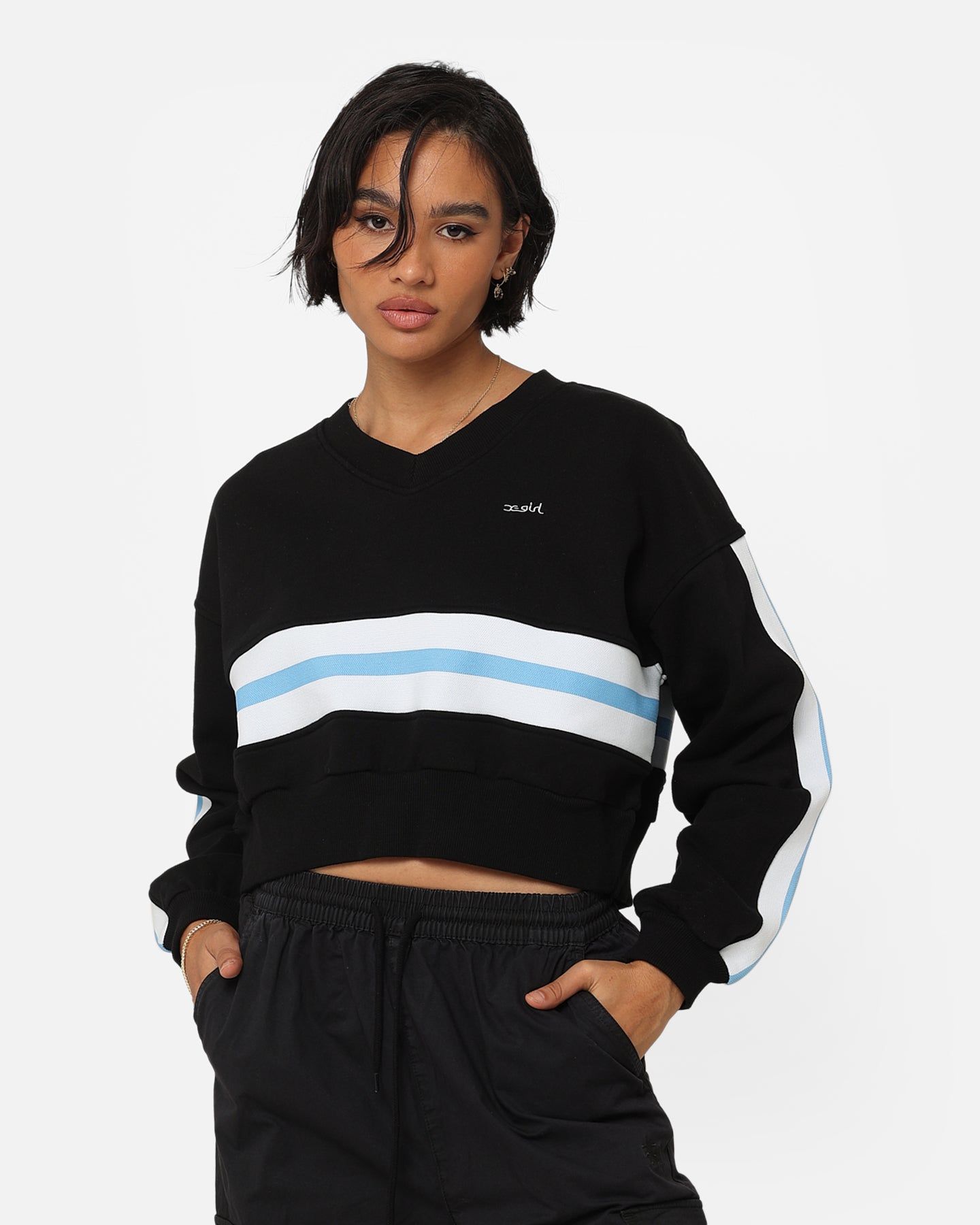 X-Girl Women's Panelled Sweat Top Black sold by Culture Kings