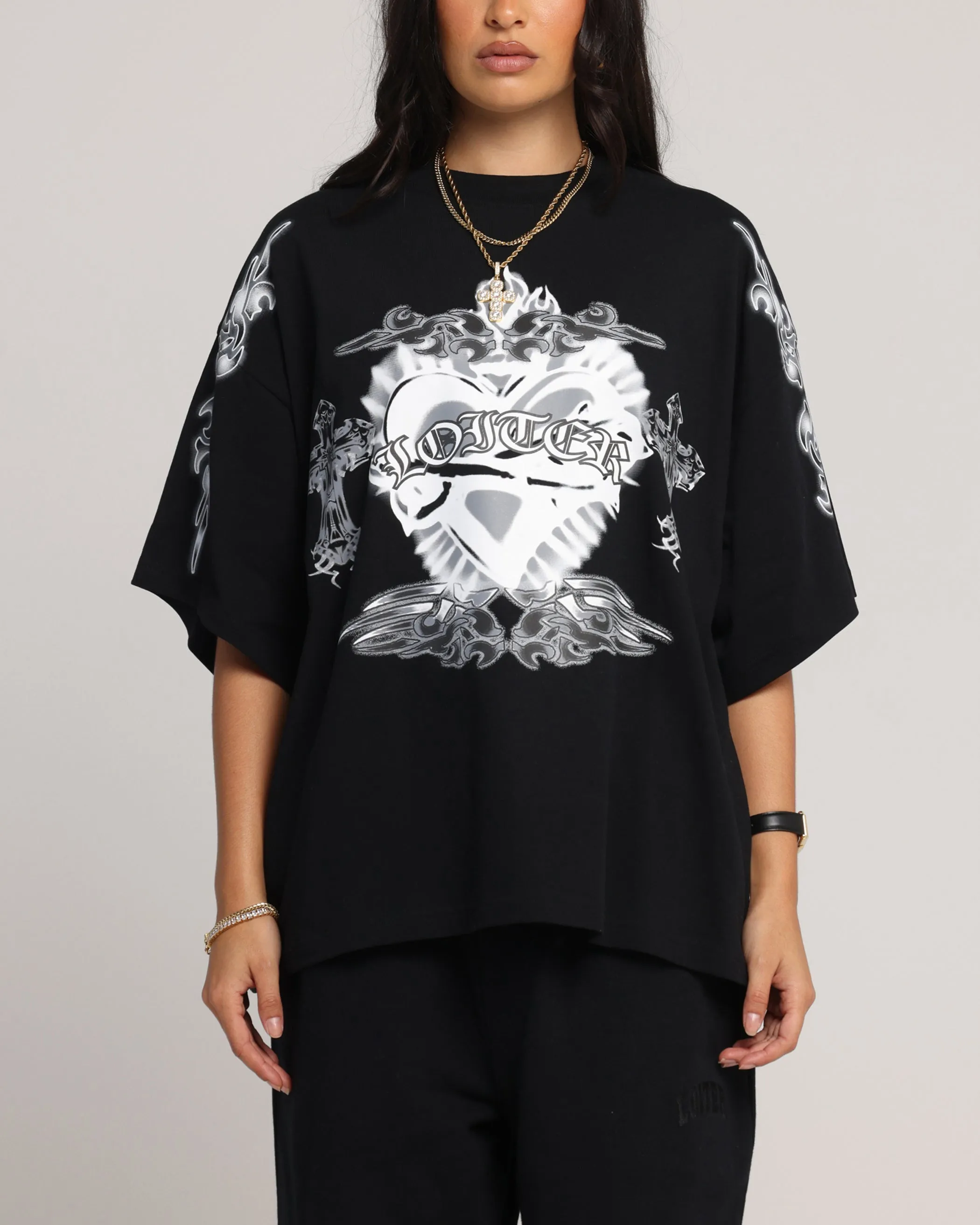 Loiter Hearts T-Shirt Black sold by Culture Kings