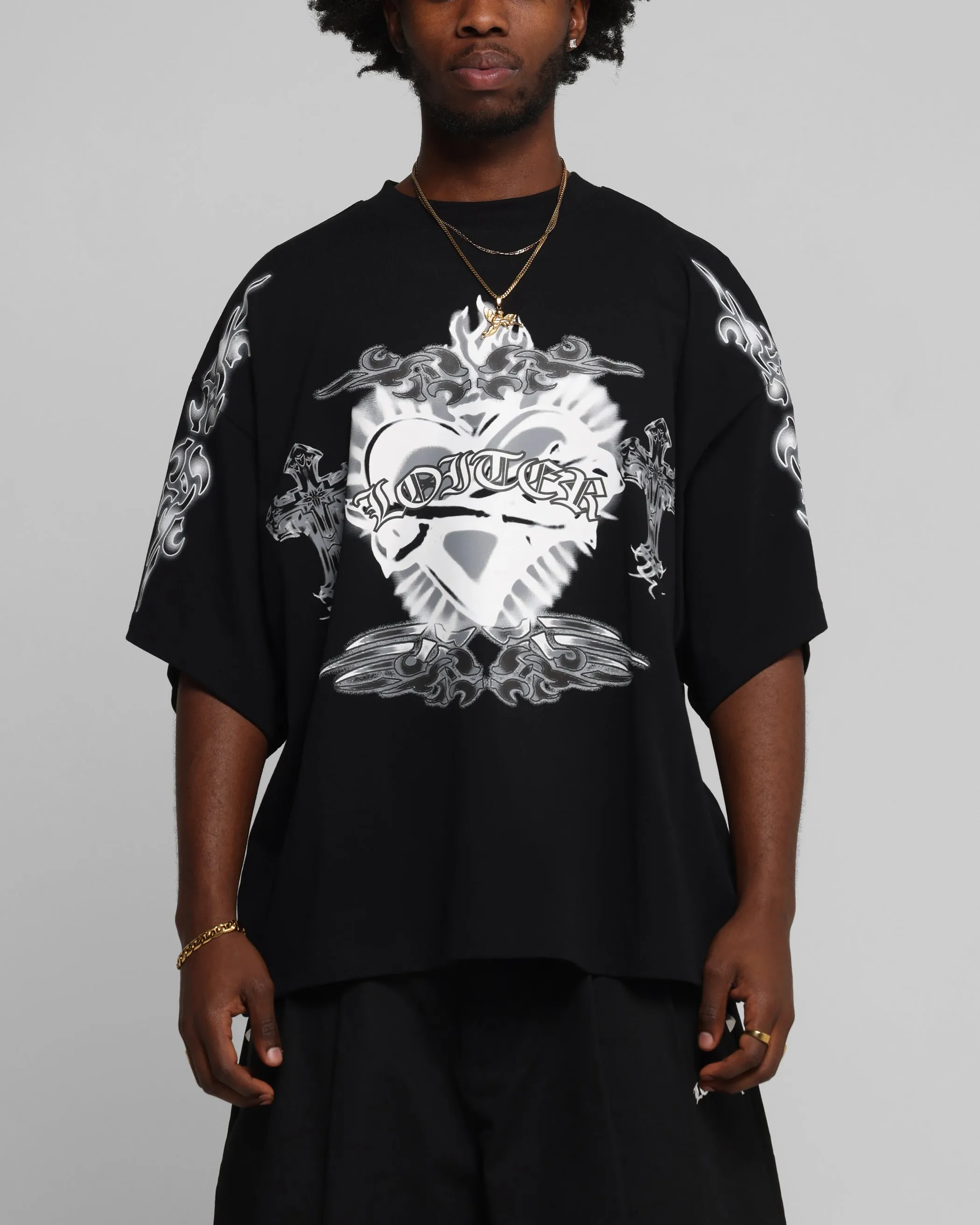 Loiter Hearts T-Shirt Black sold by Culture Kings