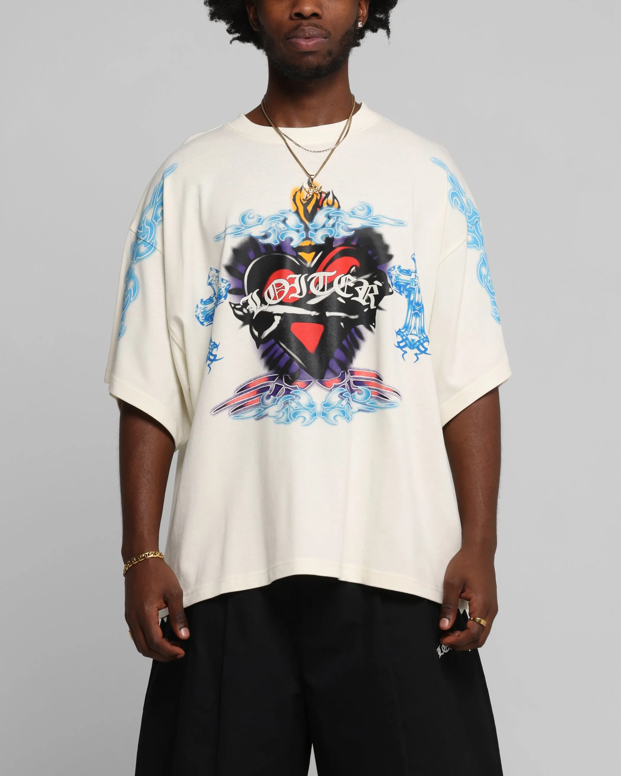 Loiter Hearts T-Shirt Off White sold by Culture Kings