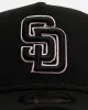 New Era San Diego Padres 'Thoughtful' 9FORTY A-Frame Trucker Snapback Black/Pink sold by Culture Kings