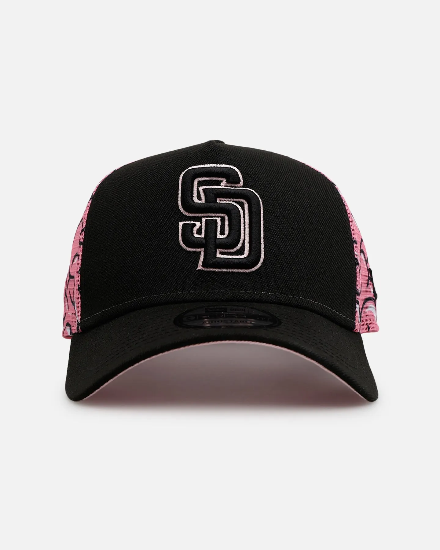 New Era San Diego Padres 'Thoughtful' 9FORTY A-Frame Trucker Snapback Black/Pink sold by Culture Kings