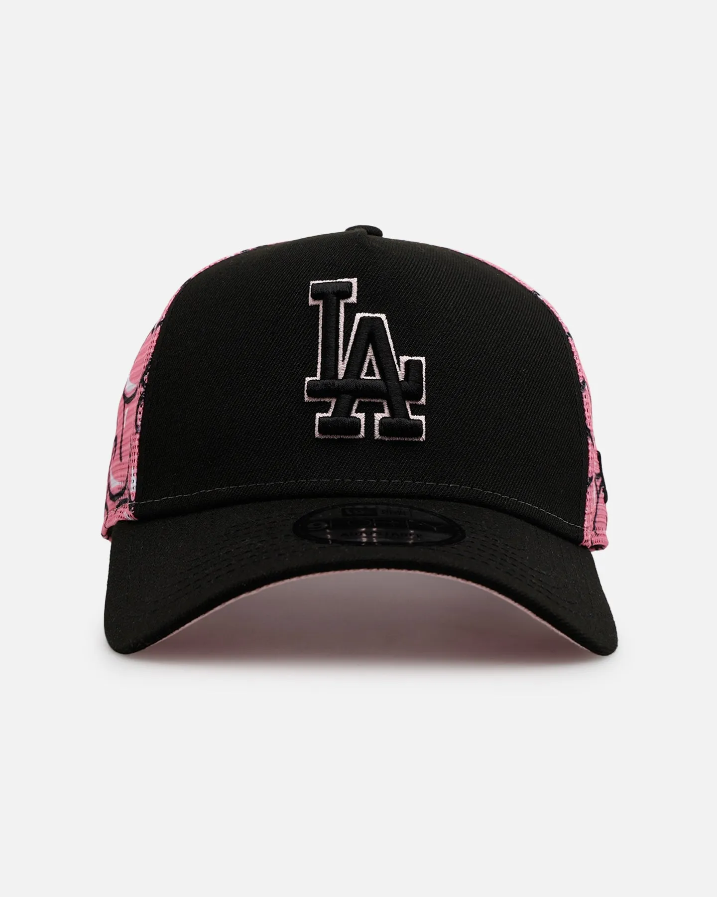 New Era Los Angeles Dodgers 'Thoughtful' 9FORTY A-Frame Trucker Snapback Black/Pink sold by Culture Kings