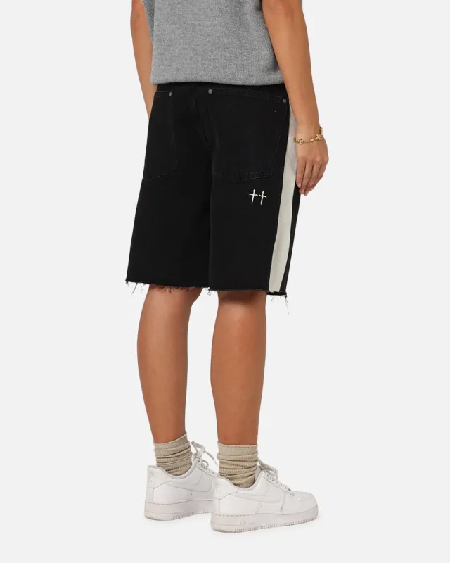 Saint Morta Amplus Sidewinder Denim Jorts Black/Off White sold by Culture Kings