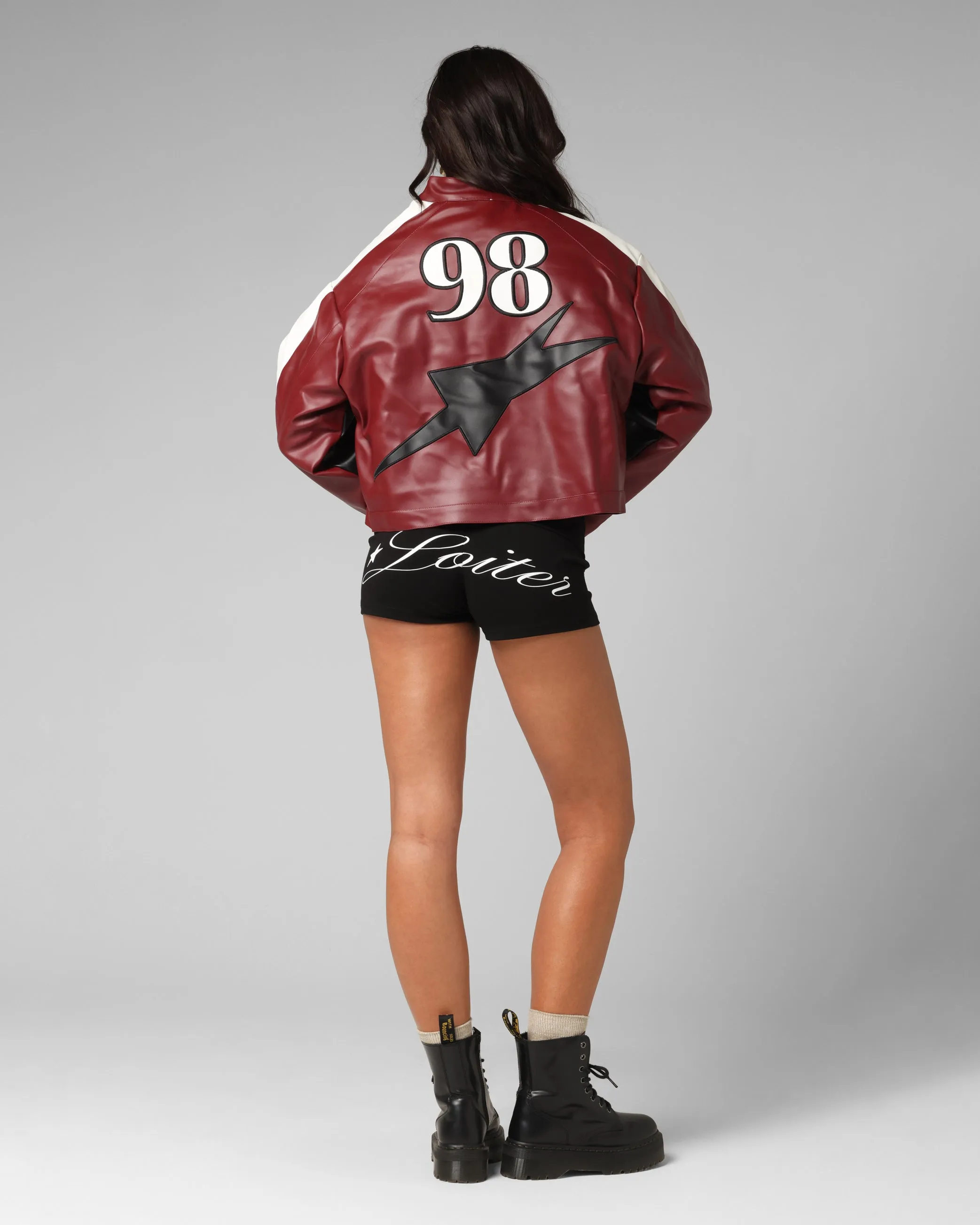 Loiter Women's Engine Cropped Vegan Leather Jacket Red sold by Culture Kings product image thumbnail 4