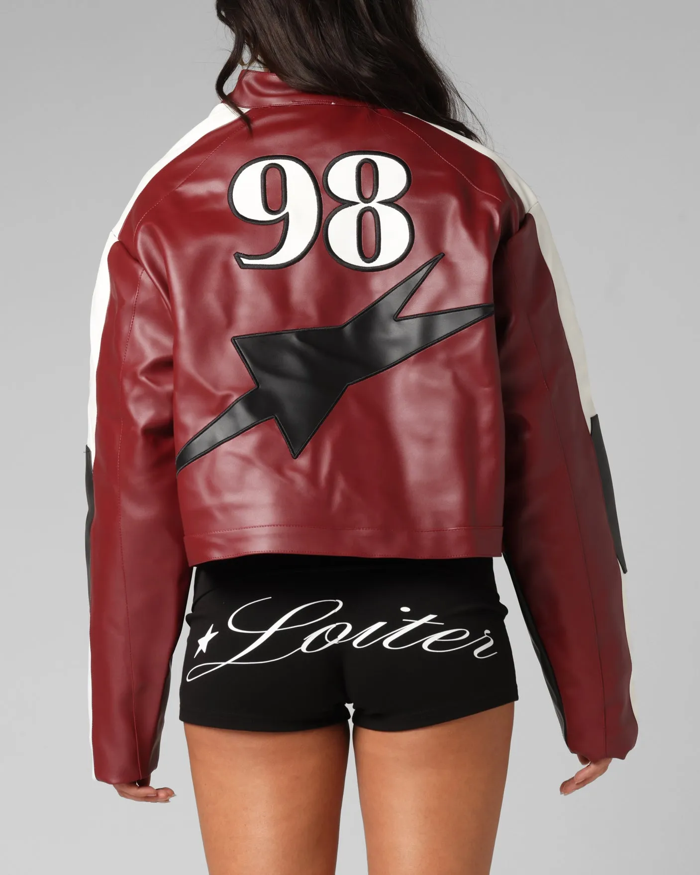 Loiter Women's Engine Cropped Vegan Leather Jacket Red sold by Culture Kings product image thumbnail 2