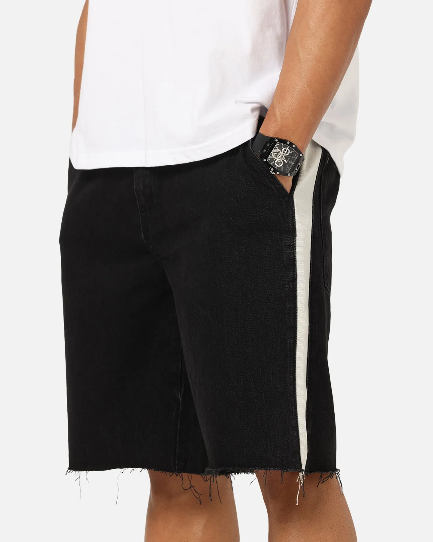 Saint Morta Amplus Sidewinder Denim Jort Shorts Black/Off White sold by Culture Kings product image thumbnail 5