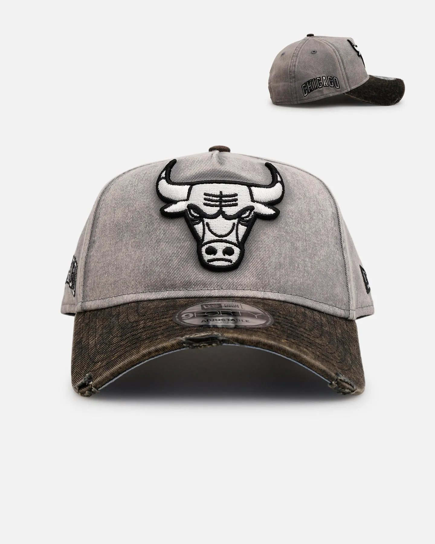 New Era Chicago Bulls 'Washed Storm Gray' 9FORTY A-Frame Snapback Gray sold by Culture Kings