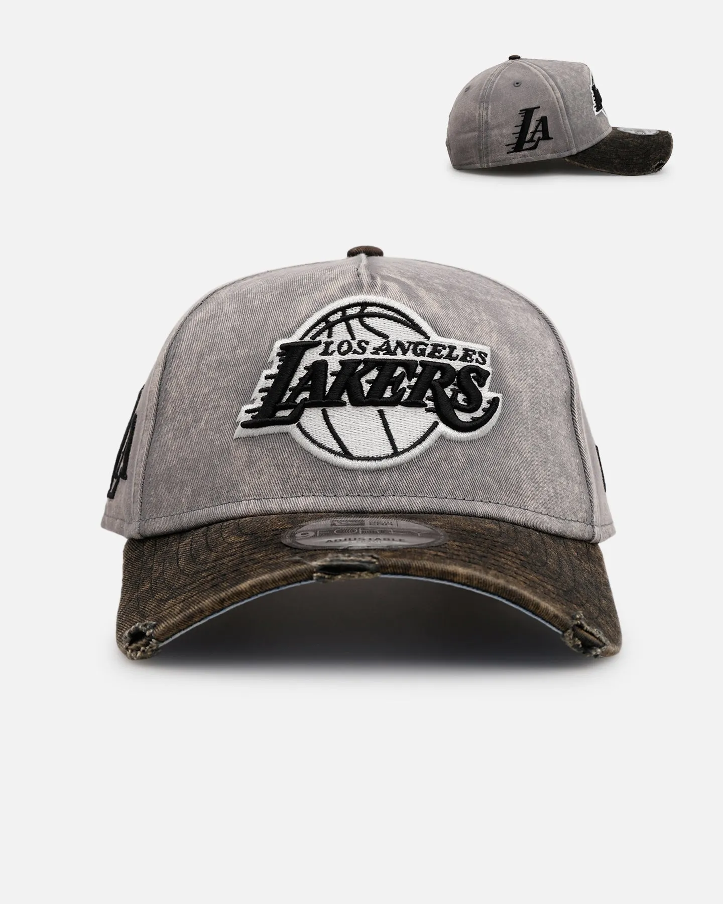 New Era Los Angeles Lakers 'Washed Storm Gray' 9FORTY A-Frame Snapback Gray sold by Culture Kings