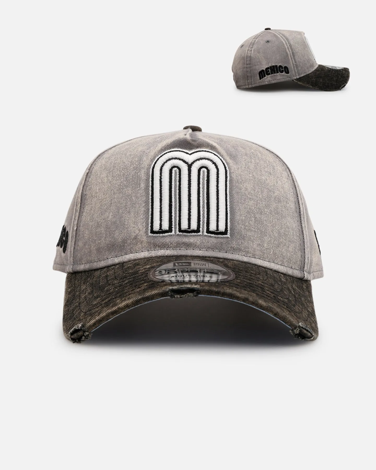 New Era Mexico National Baseball Team 'Washed Storm Gray' 9FORTY A-Frame Snapback Gray sold by Culture Kings