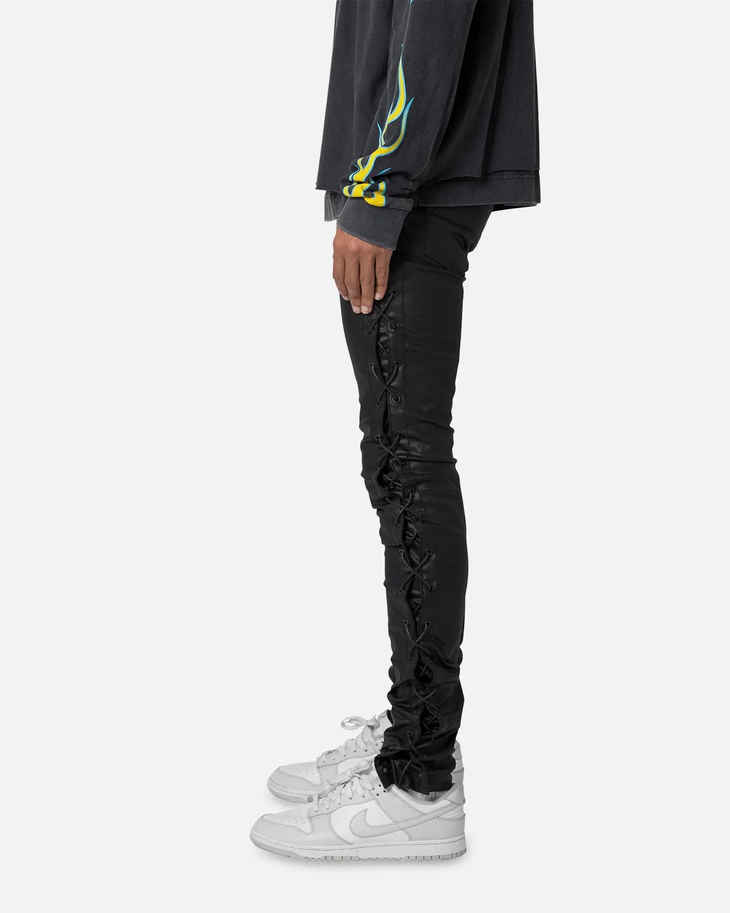 MNML X566 Skinny Leather Lace-Up Pants Black sold by Culture Kings product image thumbnail 3