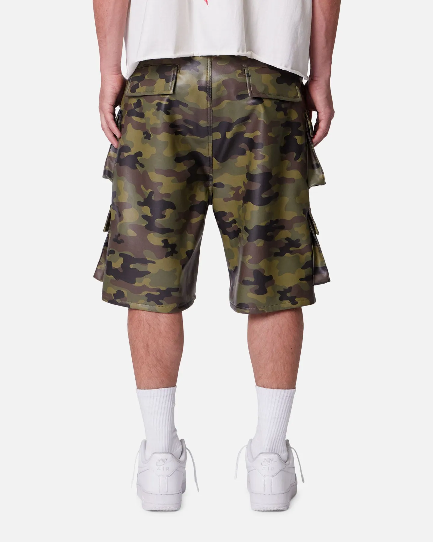MNML Baggy Vegan Leather Cargo Shorts Camo sold by Culture Kings product image thumbnail 3
