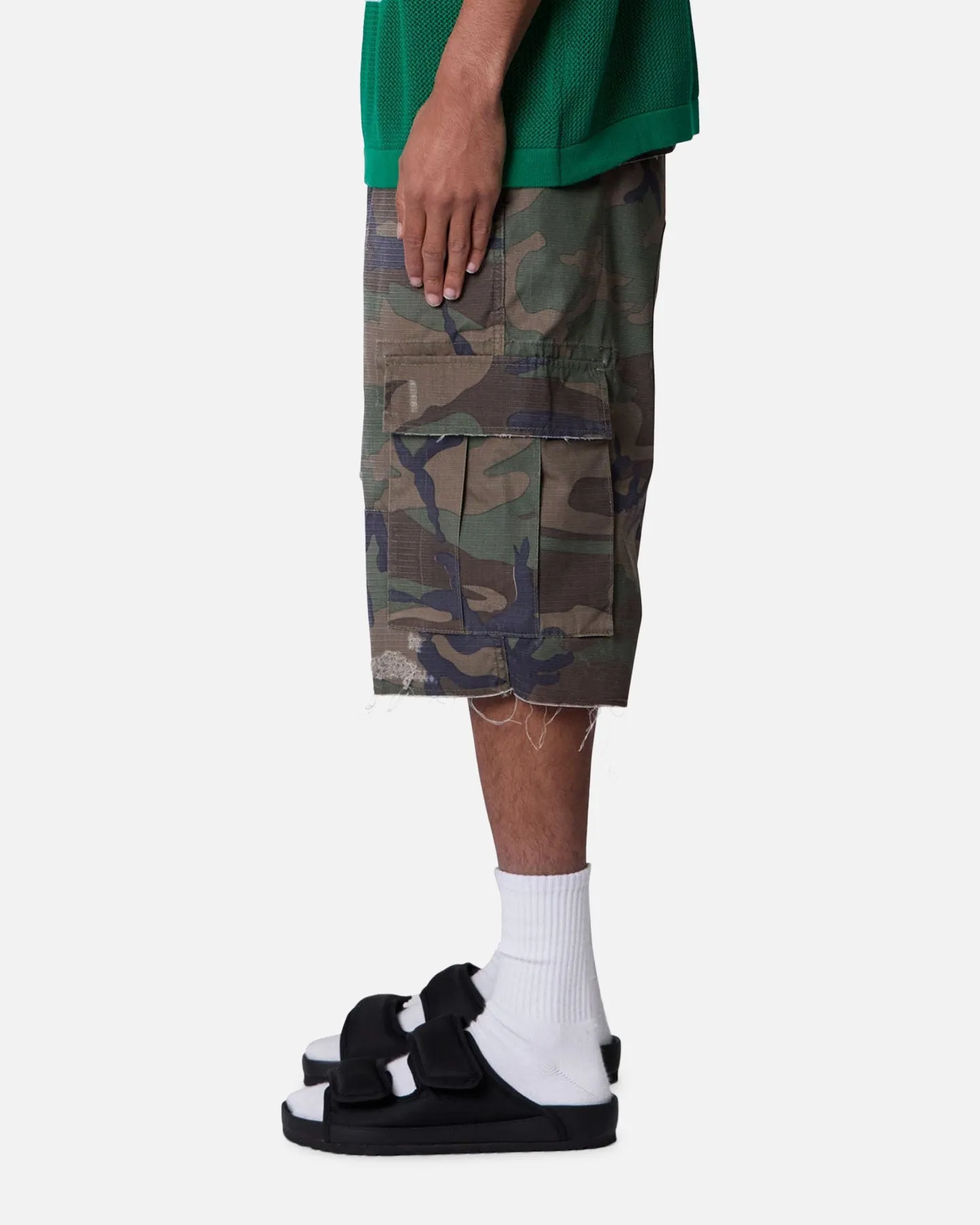 MNML Baggy Distressed Cargo Shorts Camo sold by Culture Kings product image thumbnail 3