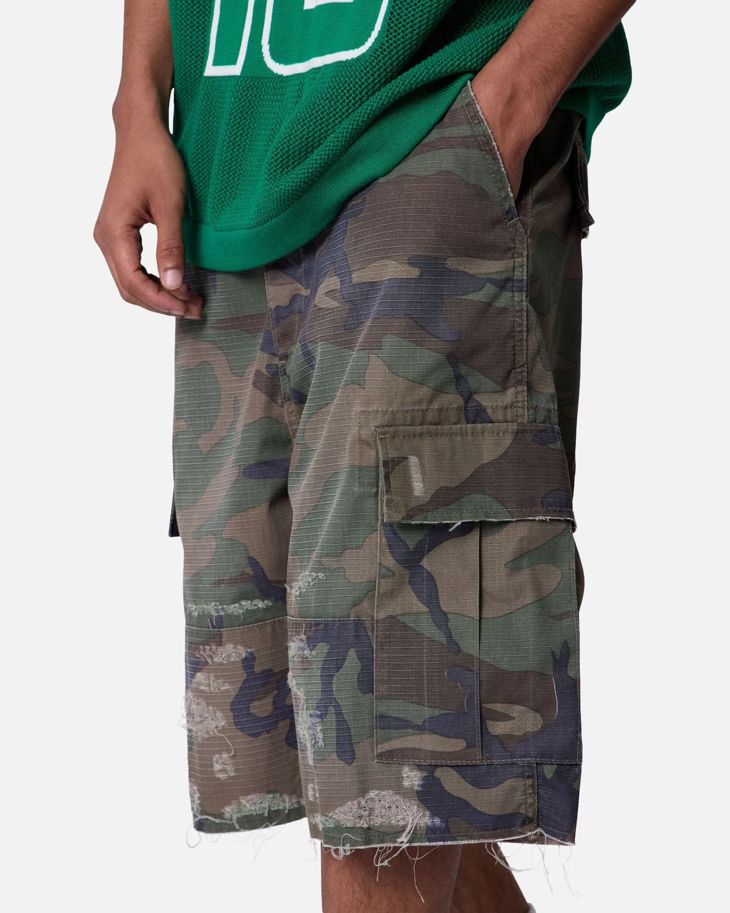 MNML Baggy Distressed Cargo Shorts Camo sold by Culture Kings product image thumbnail 5