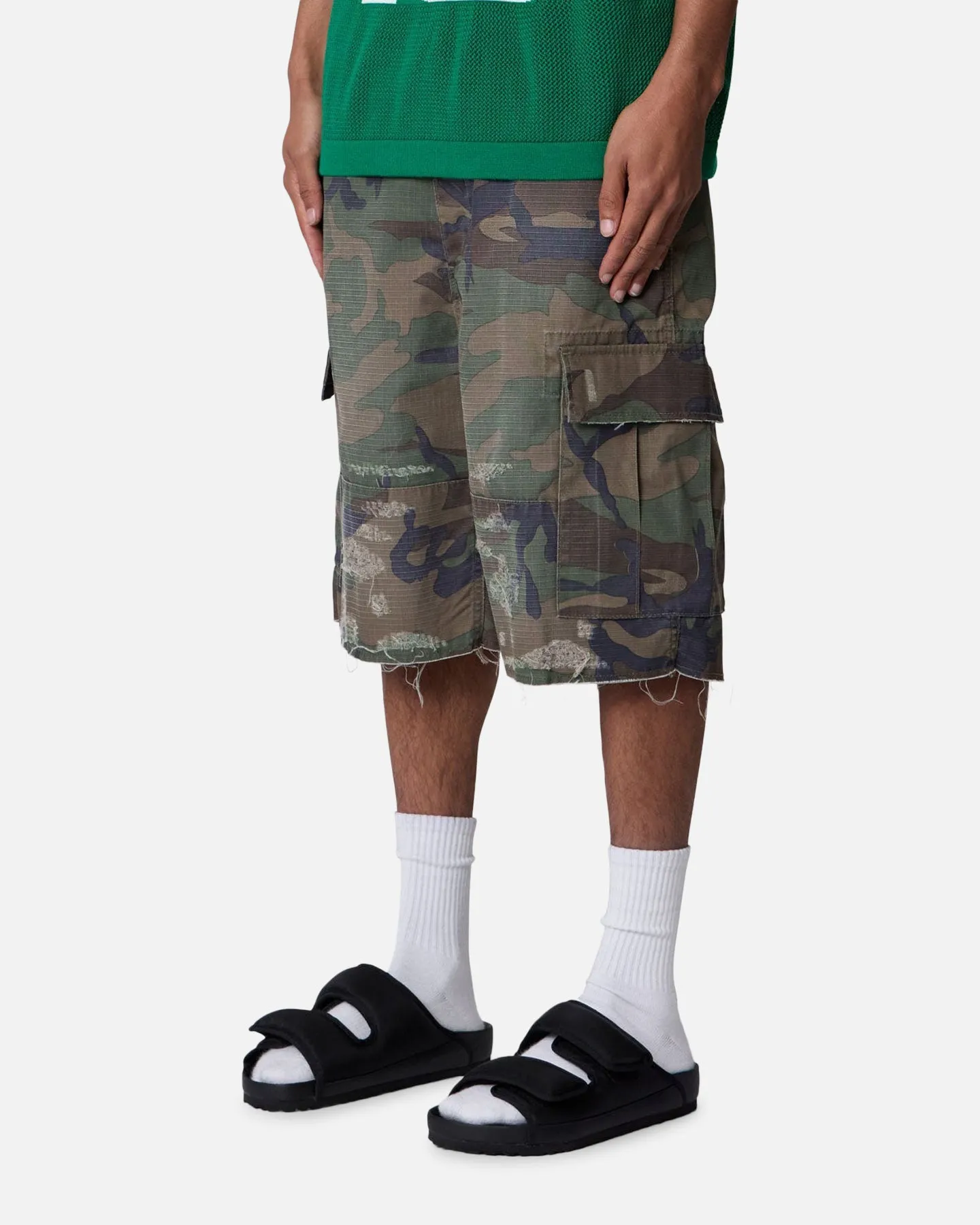 MNML Baggy Distressed Cargo Shorts Camo sold by Culture Kings product image thumbnail 2