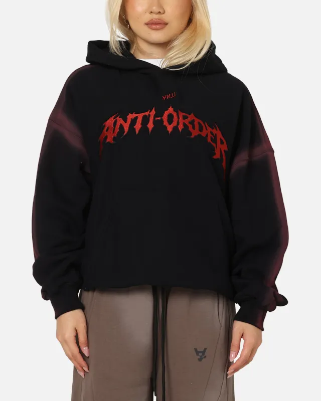 The Anti Order Mosh Boxy Hoodie Sunfade Black/Red sold by Culture Kings