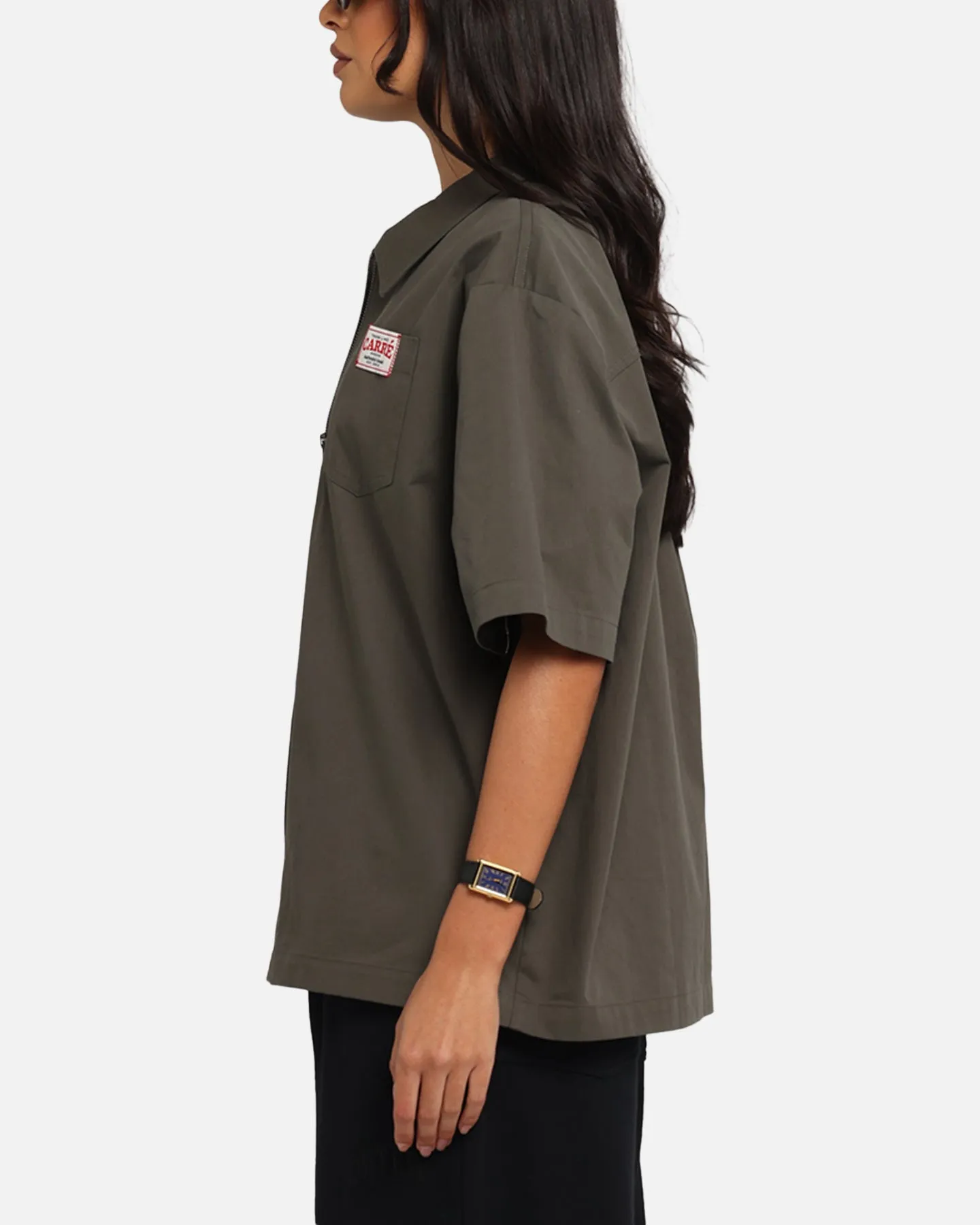 Carre Workwear Zip Up Shirt Khaki sold by Culture Kings product image thumbnail 5