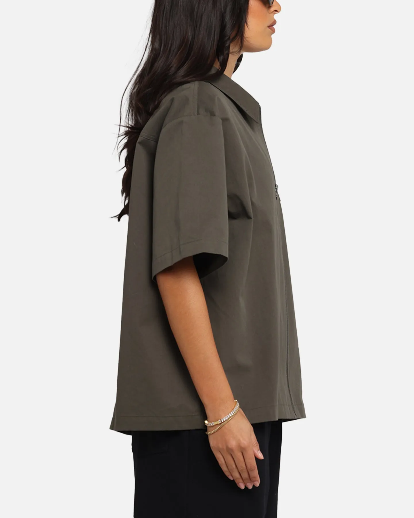 Carre Workwear Zip Up Shirt Khaki sold by Culture Kings product image thumbnail 4