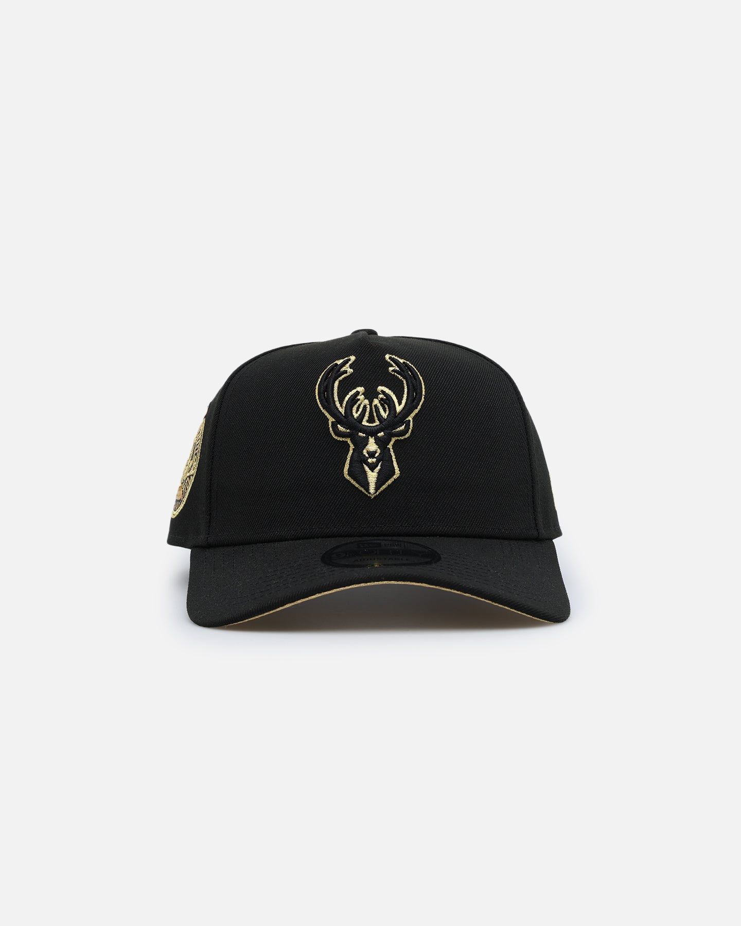 New Era Milwaukee Bucks 'NBA Gold Links' 9FORTY A-Frame Snapback Black/Gold sold by Culture Kings