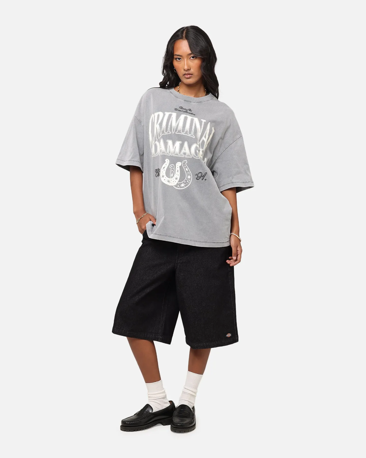 Criminal Damage Horseshoe T-Shirt Washed Black sold by Culture Kings product image thumbnail 2