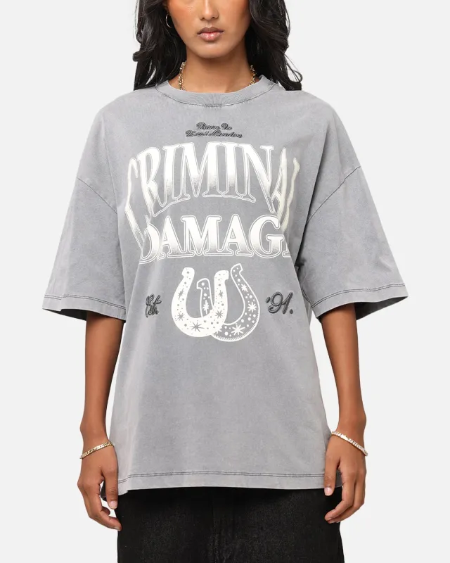 Criminal Damage Horseshoe T-Shirt Washed Black sold by Culture Kings